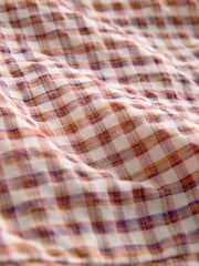 Red Gingham Sleeveless Scoop Neck Waisted Mini Dress with Linen - Image 3 of 3