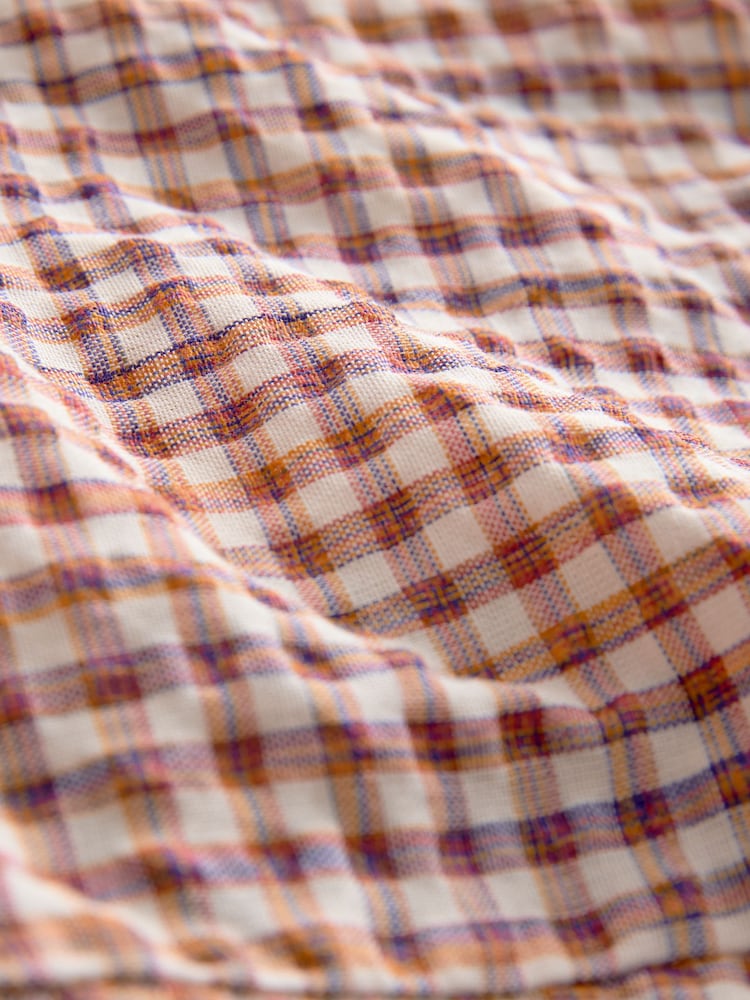 Red Gingham Sleeveless Scoop Neck Waisted Mini Dress with Linen - Image 3 of 3