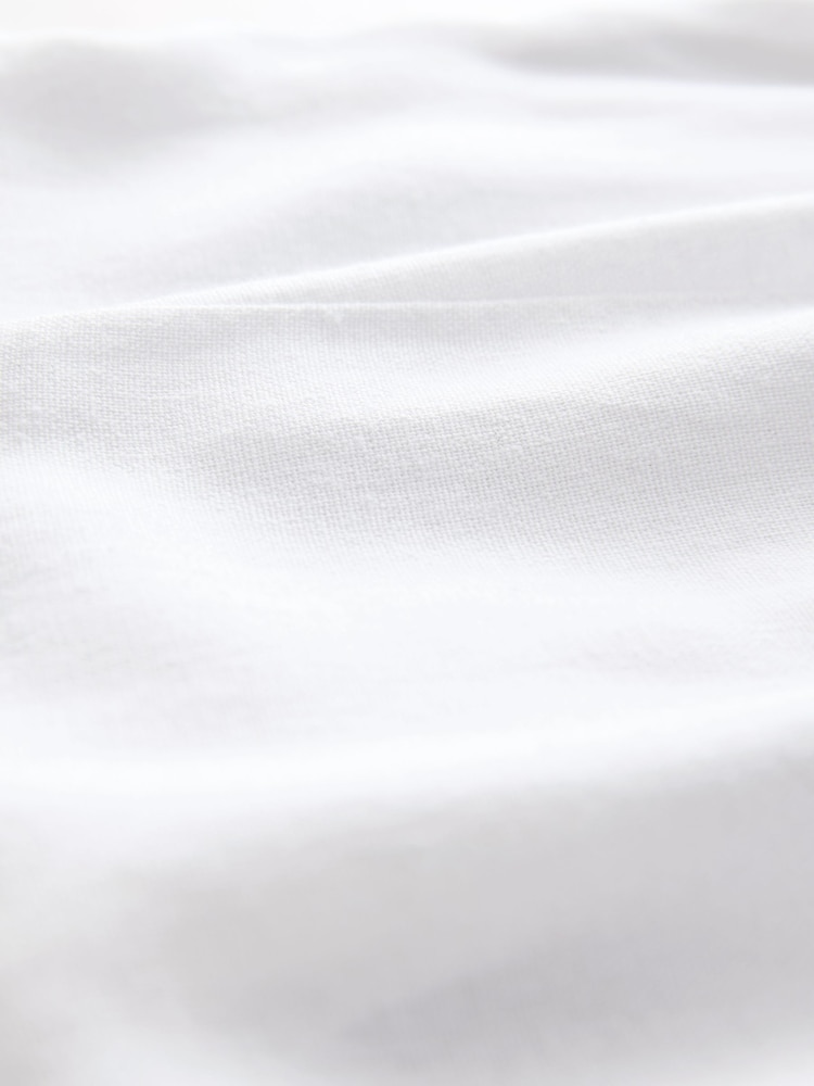 White Sleeveless Scoop Neck Waisted Mini Dress with Linen - Image 9 of 9