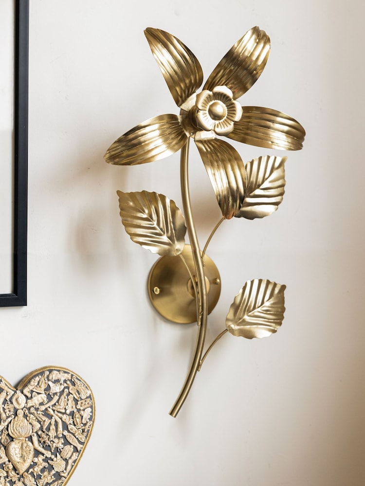 Rockett St George Brass Flower Wall Light - Image 1 of 4 Rockett St George Brass Flower Wall Light - Image 1 of 4