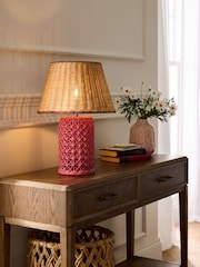 Nina Campbell Pink Chantilly Hand Woven Ceramic Table Lamp - Image 1 of 5