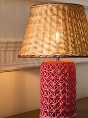 Nina Campbell Pink Chantilly Hand Woven Ceramic Table Lamp - Image 3 of 5
