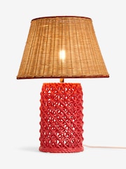 Nina Campbell Pink Chantilly Hand Woven Ceramic Table Lamp - Image 4 of 5