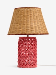 Nina Campbell Pink Chantilly Hand Woven Ceramic Table Lamp - Image 5 of 5