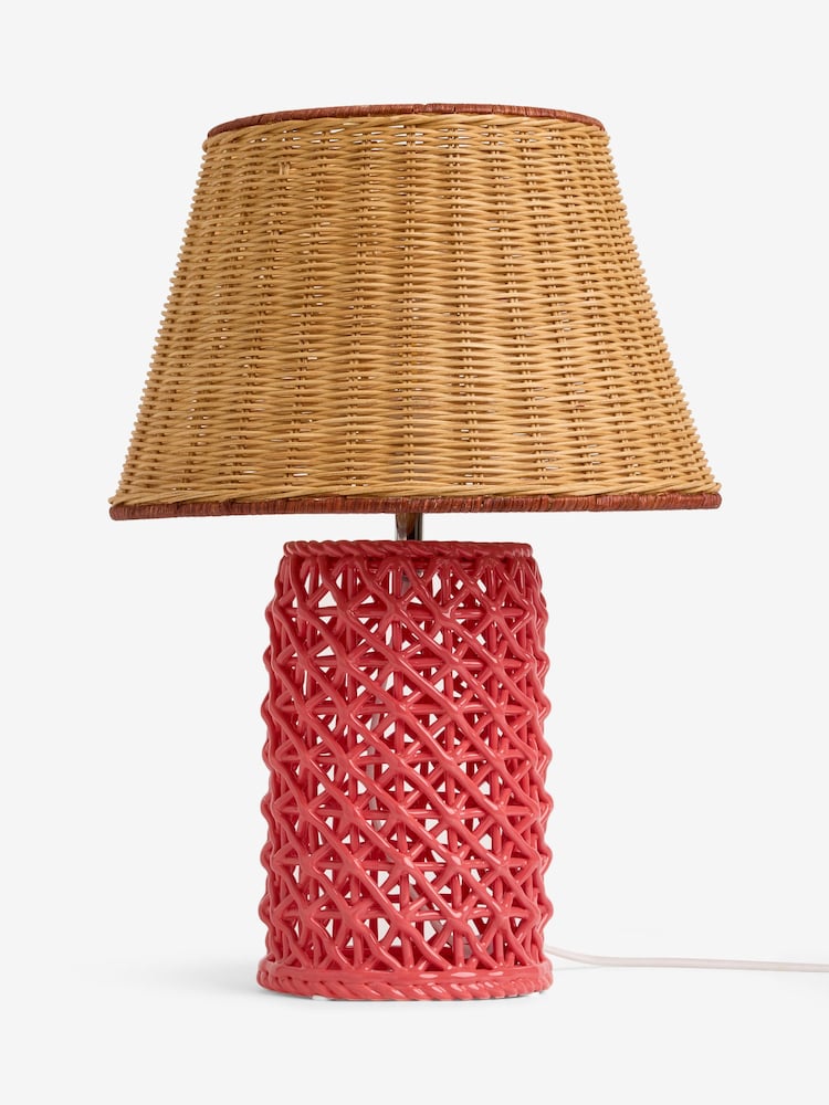 Nina Campbell Pink Chantilly Hand Woven Ceramic Table Lamp - Image 5 of 5