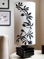 Rockett St George Black/White Flower Silhouette Table Lamp - Image 1 of 4