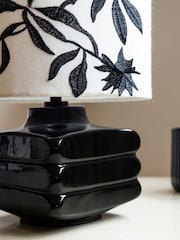 Rockett St George Black/White Flower Silhouette Table Lamp - Image 3 of 4