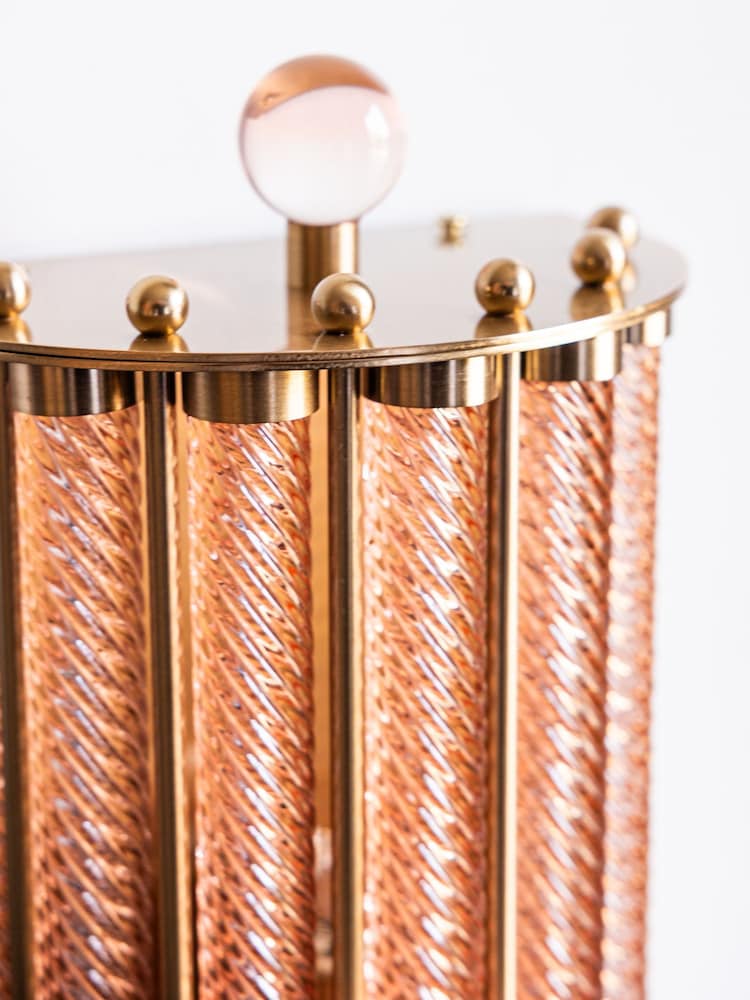 Rockett St George Pink/Brass Vintage Ribbed Glass Wall Light - Image 4 of 4 Rockett St George Pink/Brass Vintage Ribbed Glass Wall Light - Image 4 of 4