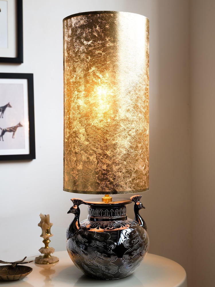 Rockett St George Black/Gold Peacock Table Lamp - Image 1 of 4