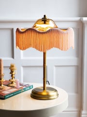 Rockett St George Amber Orange Fringe Glass Table Lamp - Image 1 of 3