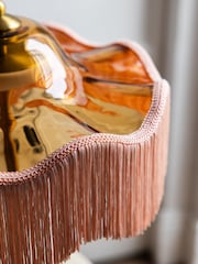 Rockett St George Amber Orange Fringe Glass Table Lamp - Image 2 of 3