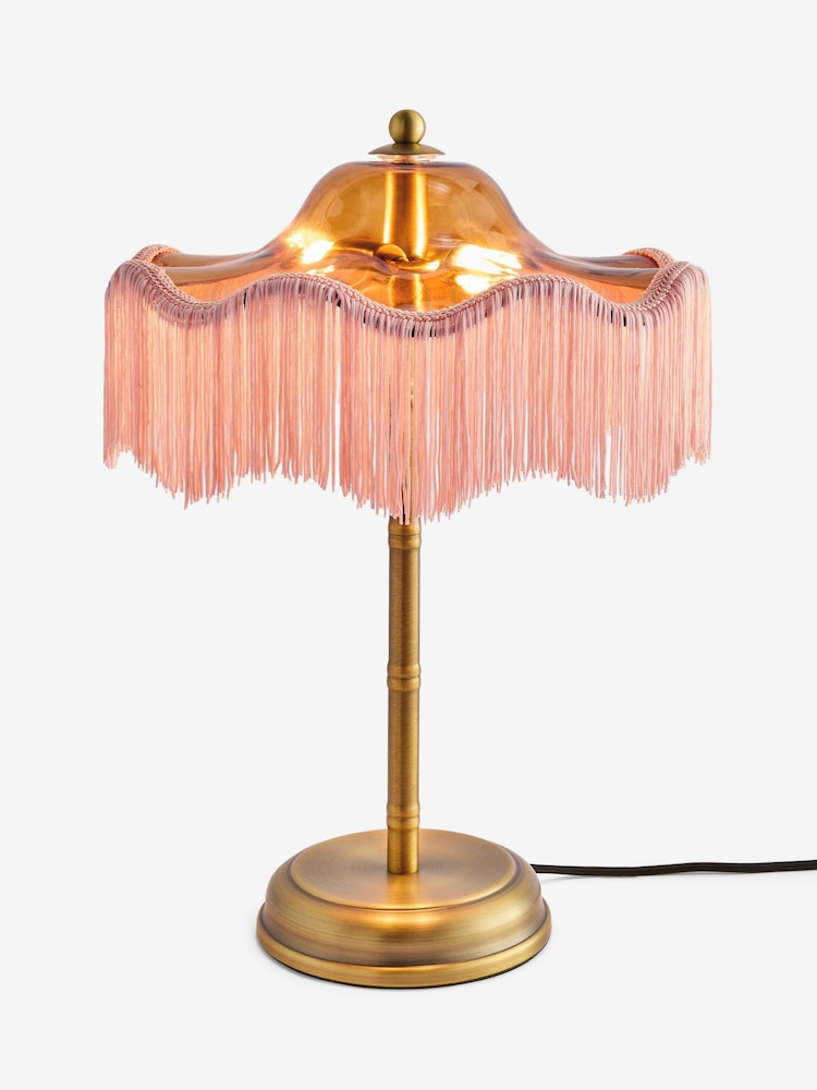 Rockett St George Amber Orange Fringe Glass Table Lamp - Image 4 of 4 Rockett St George Amber Orange Fringe Glass Table Lamp - Image 4 of 4