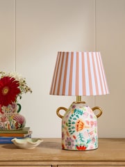 Lucy Tiffney Pink/White Small Floral Print Ceramic Table Lamp - Image 2 of 4