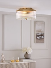 Lipsy Brass Ridge Glass Flush Ceiling Light - Image 1 of 5