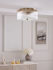 Lipsy Brass Ridge Glass Flush Ceiling Light - Image 2 of 5