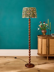 Clarke and Clarke Walnut Brown Wood Cetara Bobbin Floor Lamp - Image 1 of 1