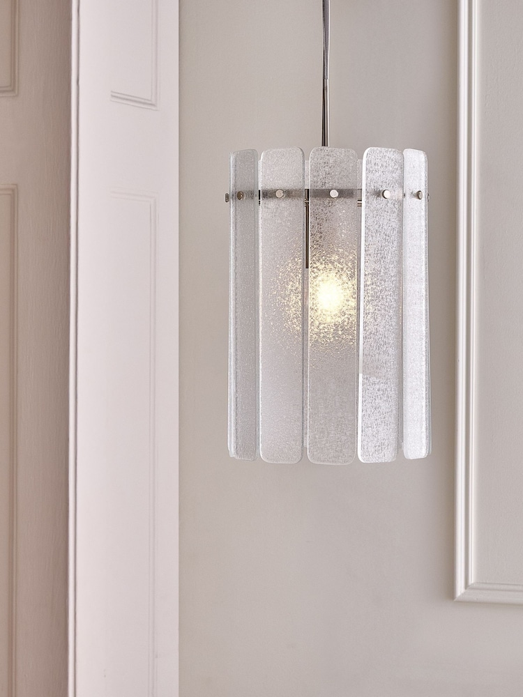 Lipsy Silver Crackle Glass Pendant Light - Image 1 of 3