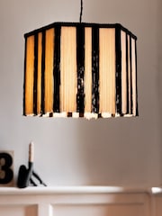 Rockett St George Black/White Easy Fit Striped Fringe Shade Ceiling Light - Image 2 of 4