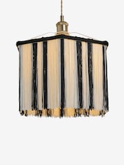 Rockett St George Black/White Easy Fit Striped Fringe Shade Ceiling Light - Image 4 of 4