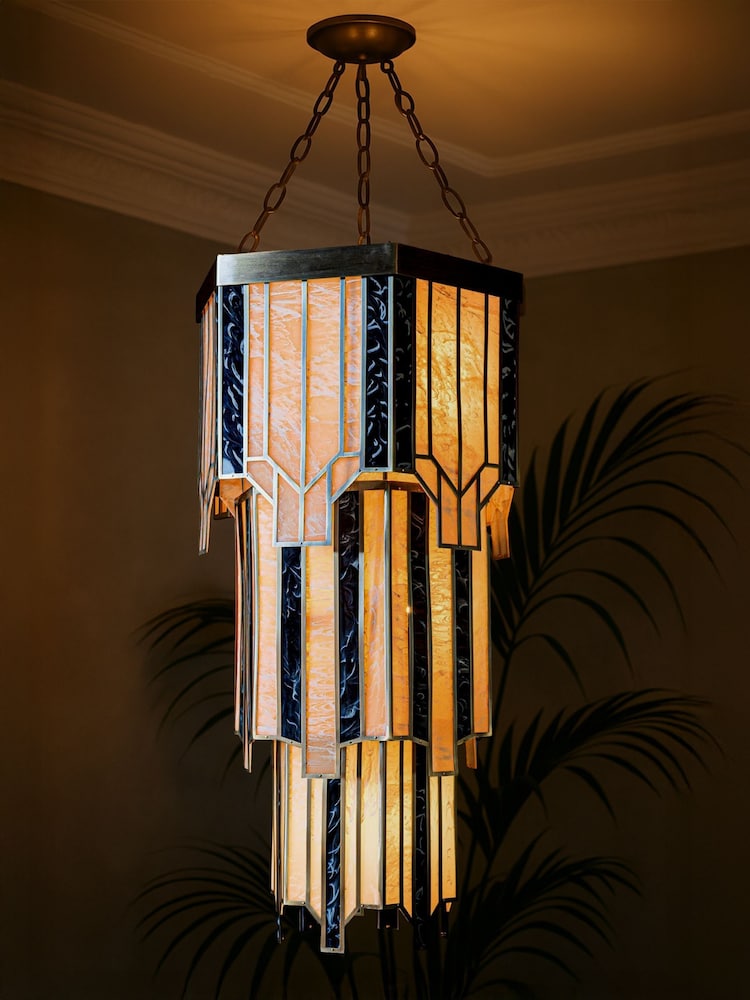 Rockett St George Black/Gold Art Deco Chandelier - Image 1 of 3