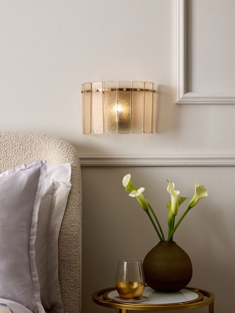 Lipsy Champagne Gold Crackle Glass Wall Light - Image 2 of 3