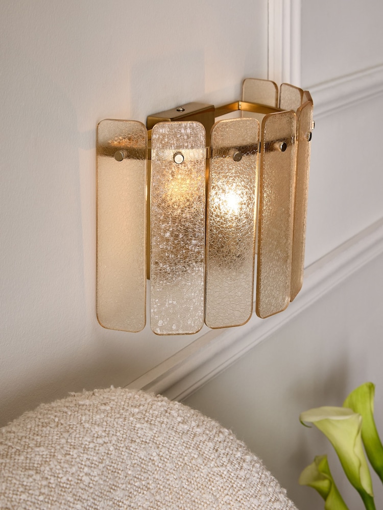 Lipsy Champagne Gold Crackle Glass Wall Light - Image 3 of 3