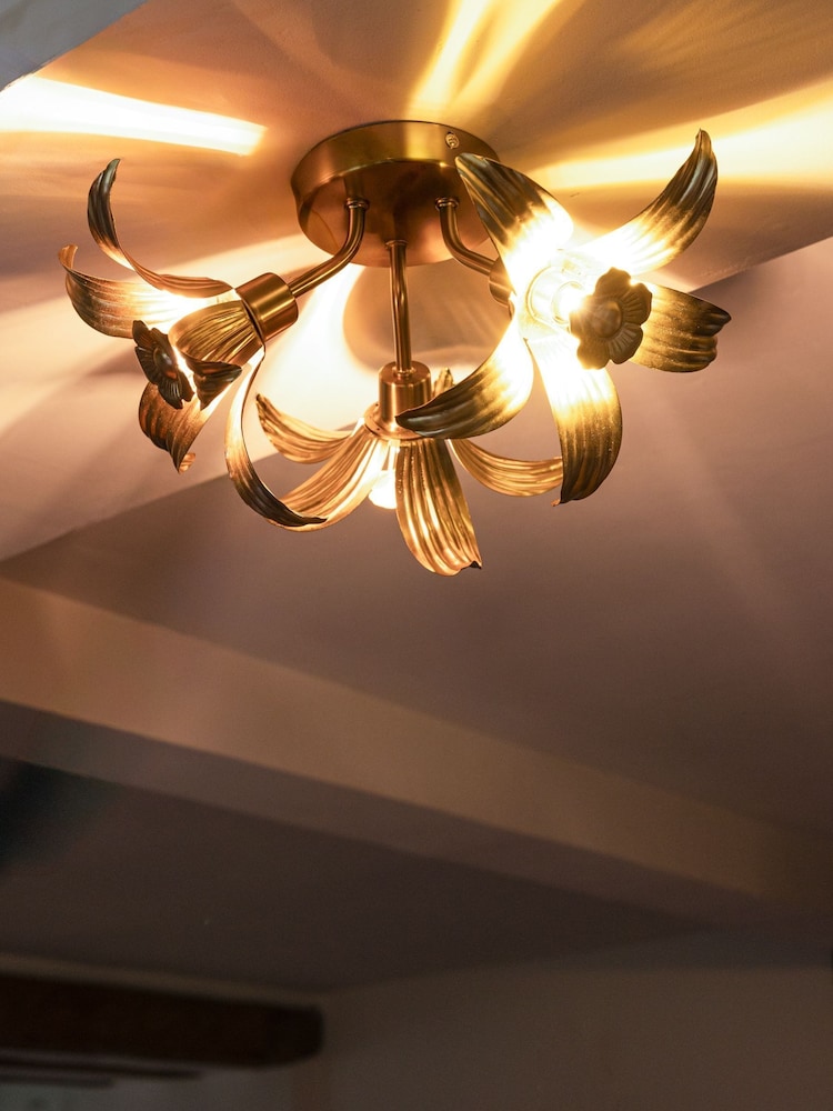 Rockett St George Brass Flush Flower Ceiling Light - Image 2 of 4 Rockett St George Brass Flush Flower Ceiling Light - Image 2 of 4