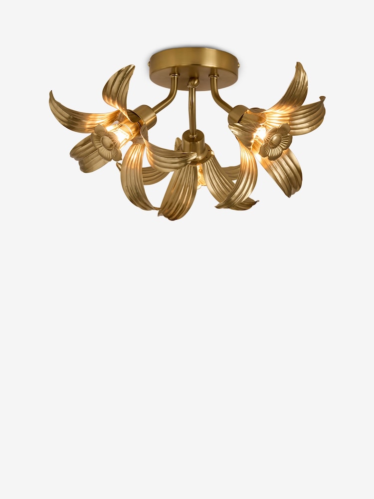 Rockett St George Brass Flush Flower Ceiling Light - Image 4 of 4 Rockett St George Brass Flush Flower Ceiling Light - Image 4 of 4