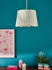 Lucy Tiffney Green/Ecru Easy Fit Scallop Stripe Shade - Image 1 of 4