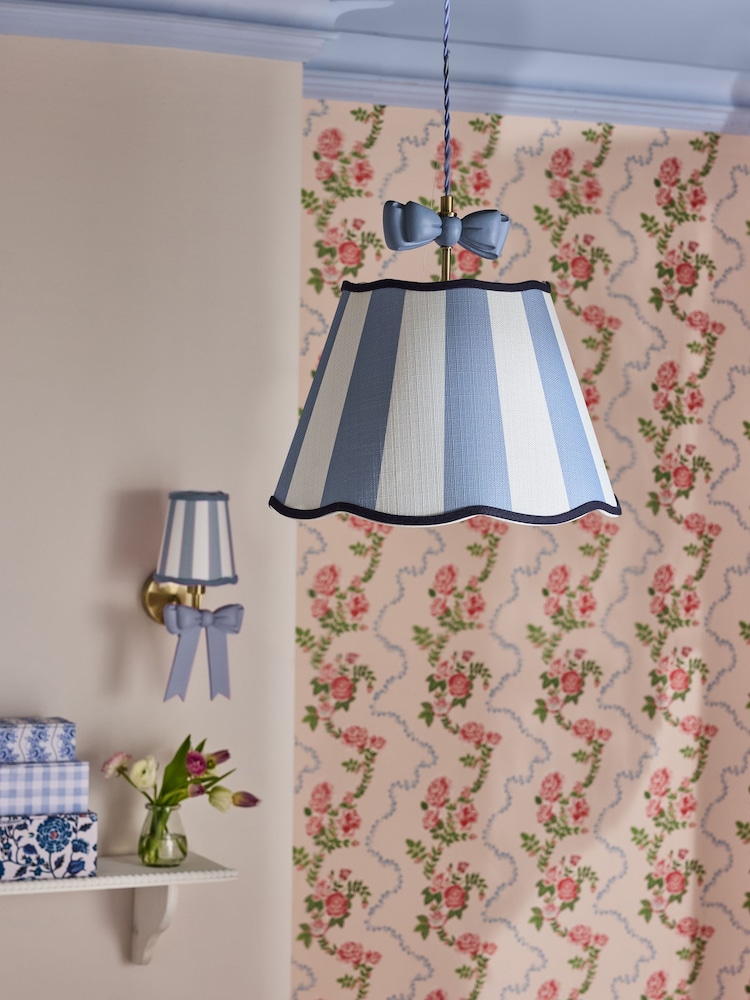 Cath Kidston Blue/White Stripe Canopy Bow Pendant Light - Image 2 of 5