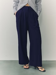 Marineblau - Hose mit weitem Bein und elastischem Bund - Bild 1 von 9