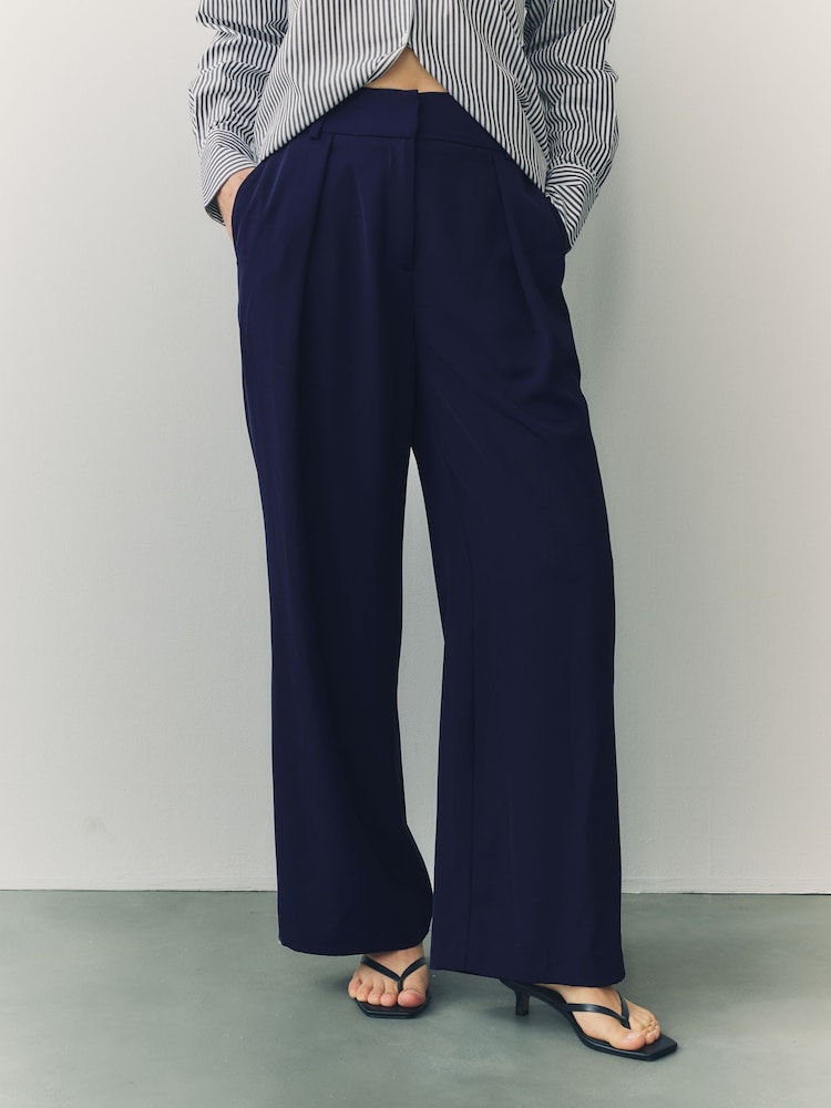 Marineblau - Hose mit weitem Bein und elastischem Bund - Bild 1 von 9