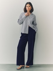 Marineblau - Hose mit weitem Bein und elastischem Bund - Bild 2 von 9