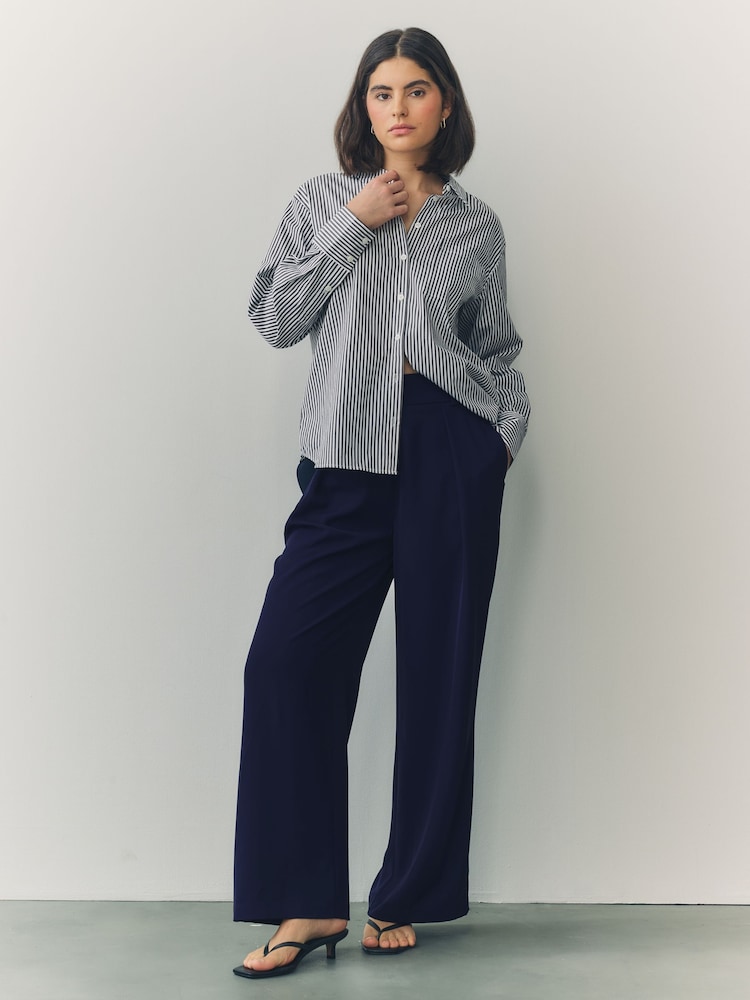 Marineblau - Hose mit weitem Bein und elastischem Bund - Bild 2 von 9