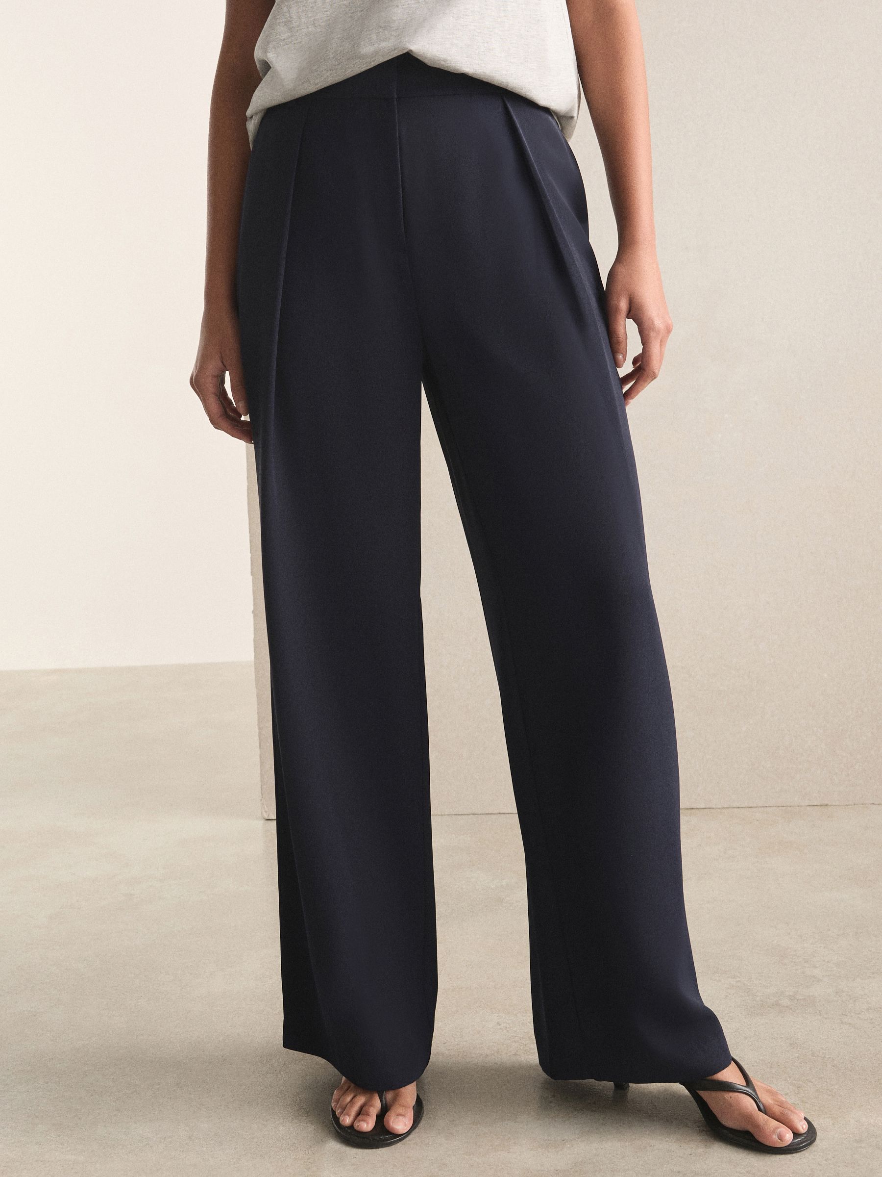 Buy Navy Blue Elastic Back Wide Leg Trousers from Next South Africa