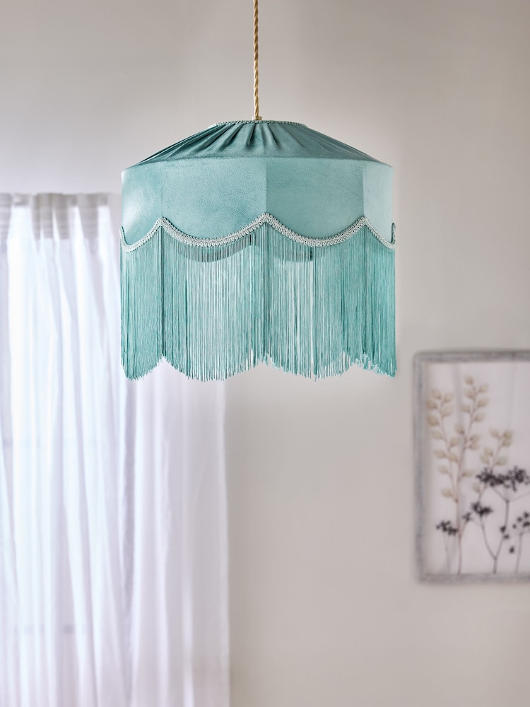 Shabby Chic by Rachel Ashwell® Teal Blue Priscilla Shade - Image 2 of 5 Shabby Chic by Rachel Ashwell® Teal Blue Priscilla Shade - Image 2 of 5