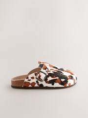 Cow Print Leather Slip-Ons Clogs - Image 2 of 5