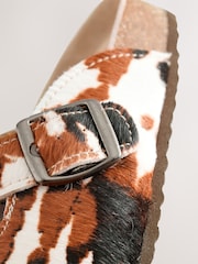 Cow Print Leather Slip-Ons Clogs - Image 4 of 5