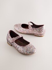 Mauve Pink Glitter Heeled Mary Jane Shoes - Image 1 of 5