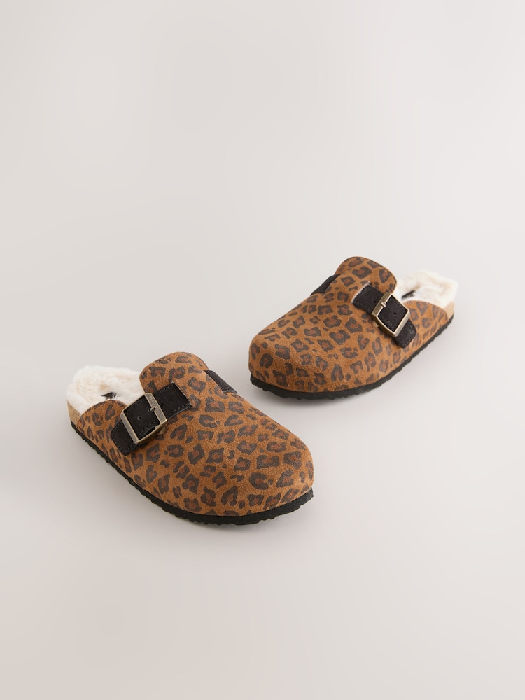 Brown Leopard Print Suede - Zuecos sin cierres - Imagen 1 de 5 Brown Leopard Print Suede - Zuecos sin cierres - Imagen 1 de 5