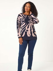 Roman Blue Petite Abstract Knit Jumper - Image 2 of 5