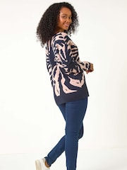 Roman Blue Petite Abstract Knit Jumper - Image 3 of 5