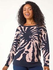 Roman Blue Petite Abstract Knit Jumper - Image 4 of 5