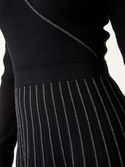 Roman Black Petite Metallic Pleat Knitted Dress - Image 5 of 5