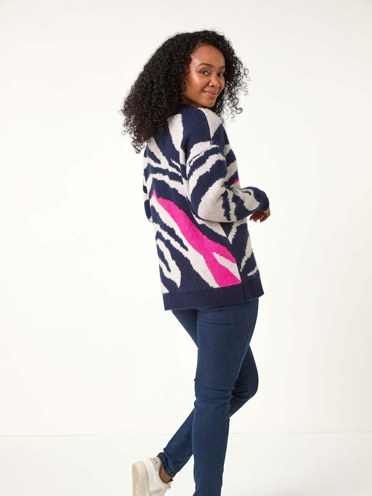 Roman Blue Petite Abstract Knit Jumper - Image 2 of 5