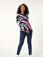 Roman Blue Petite Abstract Knit Jumper - Image 3 of 5