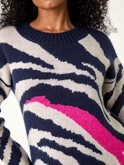 Roman Blue Petite Abstract Knit Jumper - Image 5 of 5