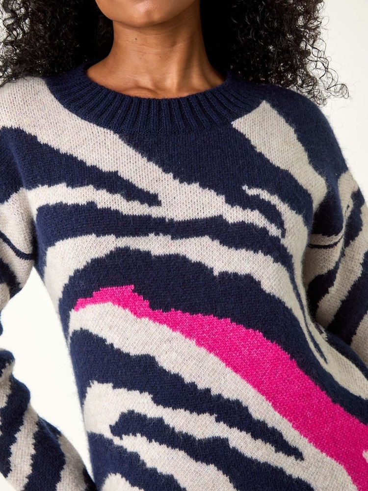 Roman Blue Petite Abstract Knit Jumper - Image 5 of 5