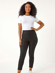 Roman Black Petite Bengaline Stretch Trousers - Image 2 of 5