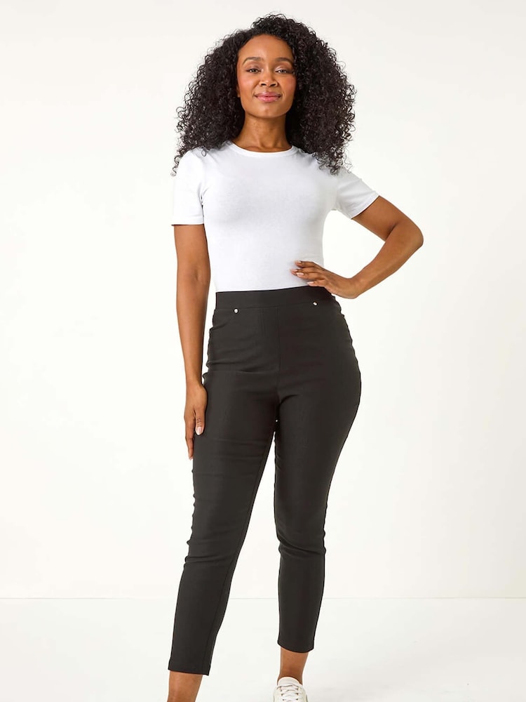 Roman Black Petite Bengaline Stretch Trousers - Image 2 of 5